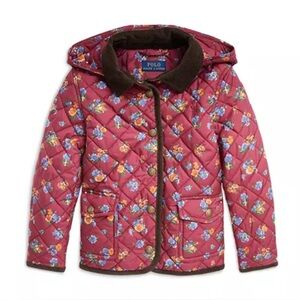 Ralph Lauren Maroon Floral Quilted Jacket 
Girls' Water-Repellent Barn kid 4